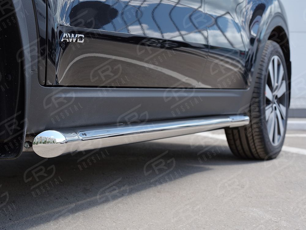 Защита порогов RusStal труба d63 (вариант 1) для Kia Sportage IV 2016-2018. Артикул KST-0022891