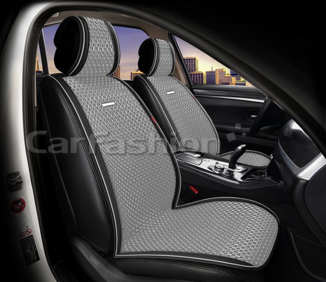 Накидки универсальные CarFashion 2D Breeze Front на передние сидения авто, цвет Серый/Черный/Серый. Артикул 26226