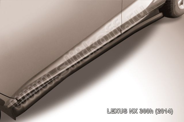 Пороги Slitkoff труба d57 с загибами ЧЕРНЫЕ матовые для Lexus NX 300H 2014-2026. Артикул LNX007B