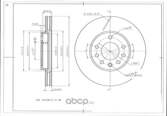 Диск торм. пер. (Avantech). Артикул BR3007S
