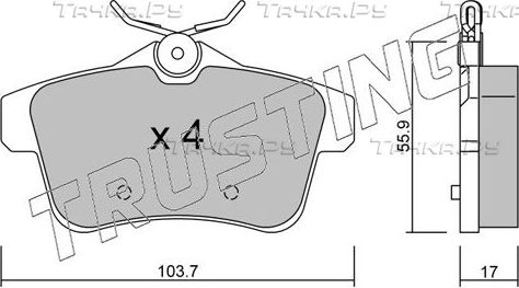 Тормозные колодки Trusting задние для Citroen C4 Picasso I 2009-2013. Артикул 872.0