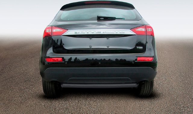 Защита Slitkoff заднего бампера d57 радиусная для Zotye T600 2015-2026 Черная. Артикул ZOT-006В