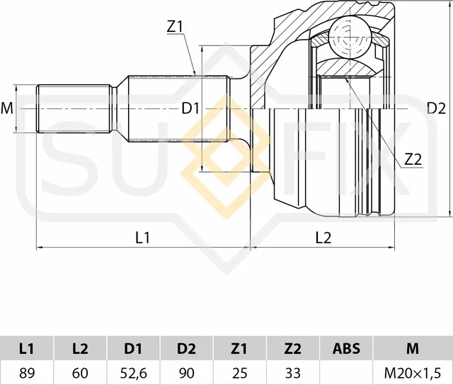 ШРУС наружный RENAULT Duster (Sufix). Артикул ST1067