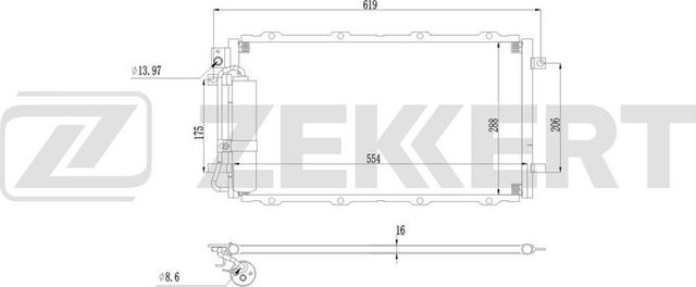 Радиатор кондиционера (конденсатор) Zekkert (алюминий) для Lada Granta I 2011-2026. Артикул MK-3137