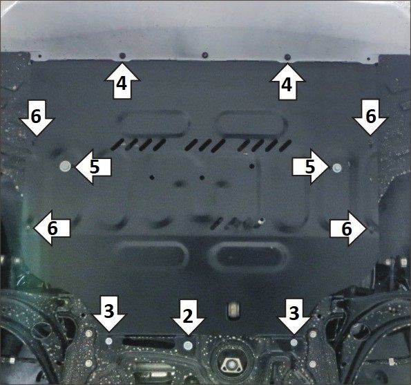 Защита Мотодор для картера, КПП FAW Besturn B70 2022-2026. Артикул 53902