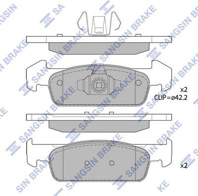 Тормозные колодки Sangsin Hi-Q. Артикул SP1786
