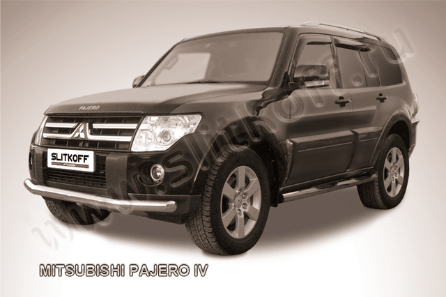Защита Slitkoff переднего бампера d76 для Mitsubishi Pajero IV 2006-2011. Артикул MPJ010