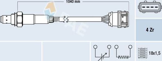 Лямбда-зонд (кислородный датчик) FAE. Артикул 77373