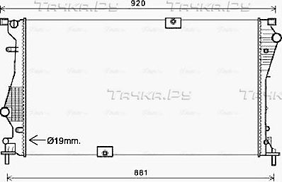 Радиатор охлаждения двигателя AVA для Renault Trafic II 2006-2014. Артикул RTA2601