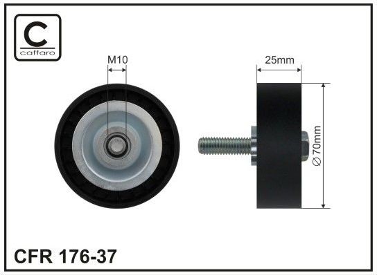 Натяжной ролик (натяжитель) приводного поликлинового ремня Caffaro (полимерный материал). Артикул 176-37