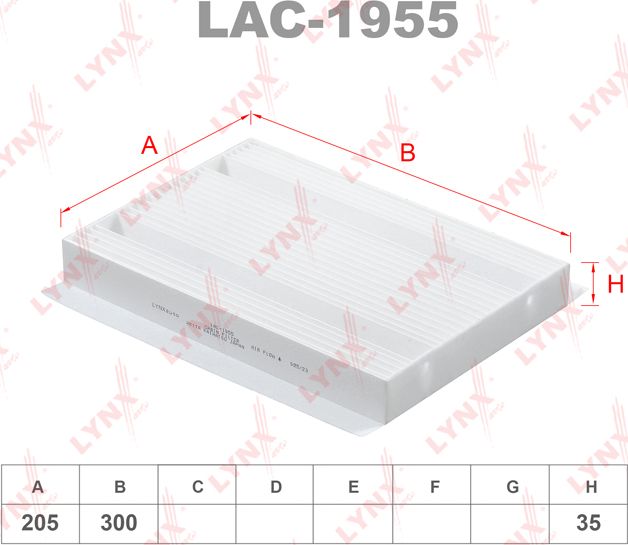 Салонный фильтр LYNXauto. Артикул LAC-1955