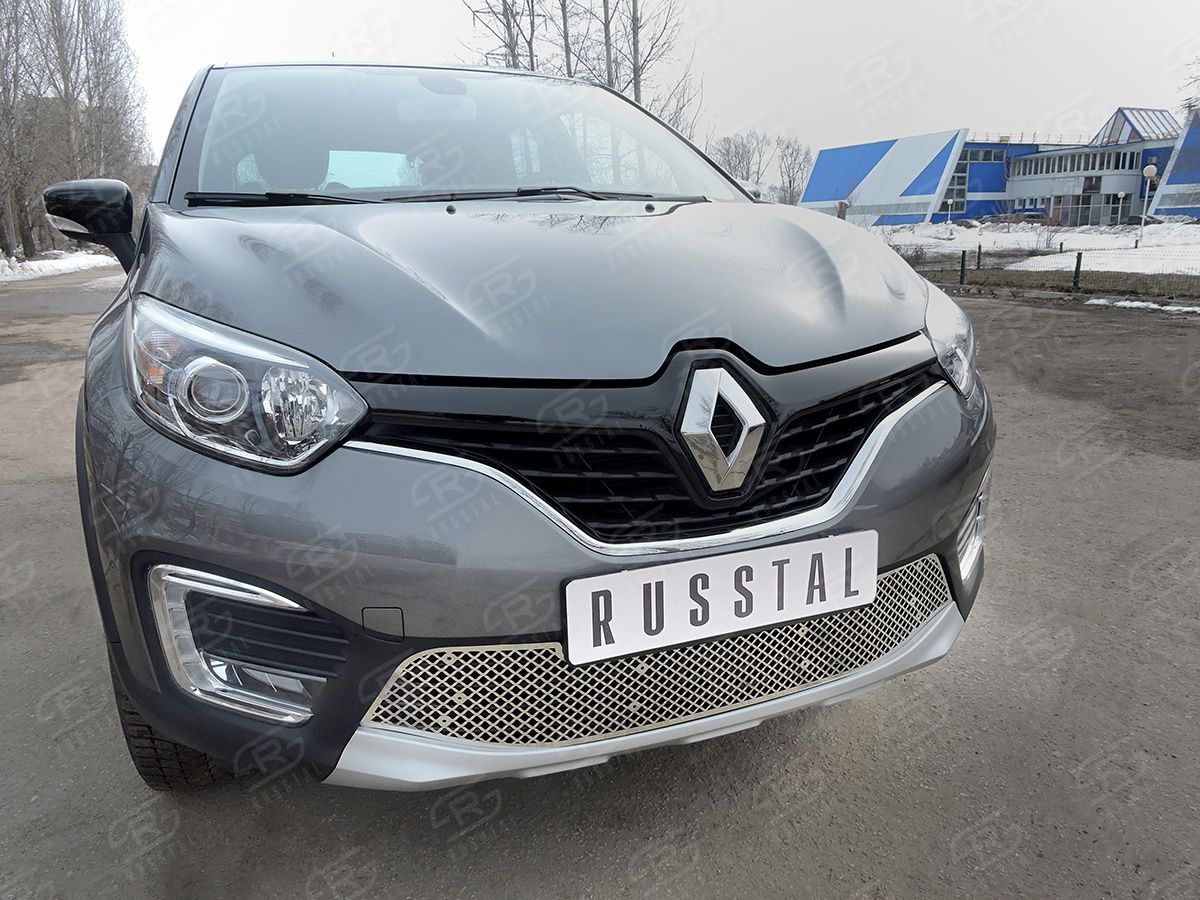 Накладка на решётку радиатора НИЖНЯЯ (лист нерж.) RusStal для Renault Kaptur 2016-2026. Артикул RRRKP16-01