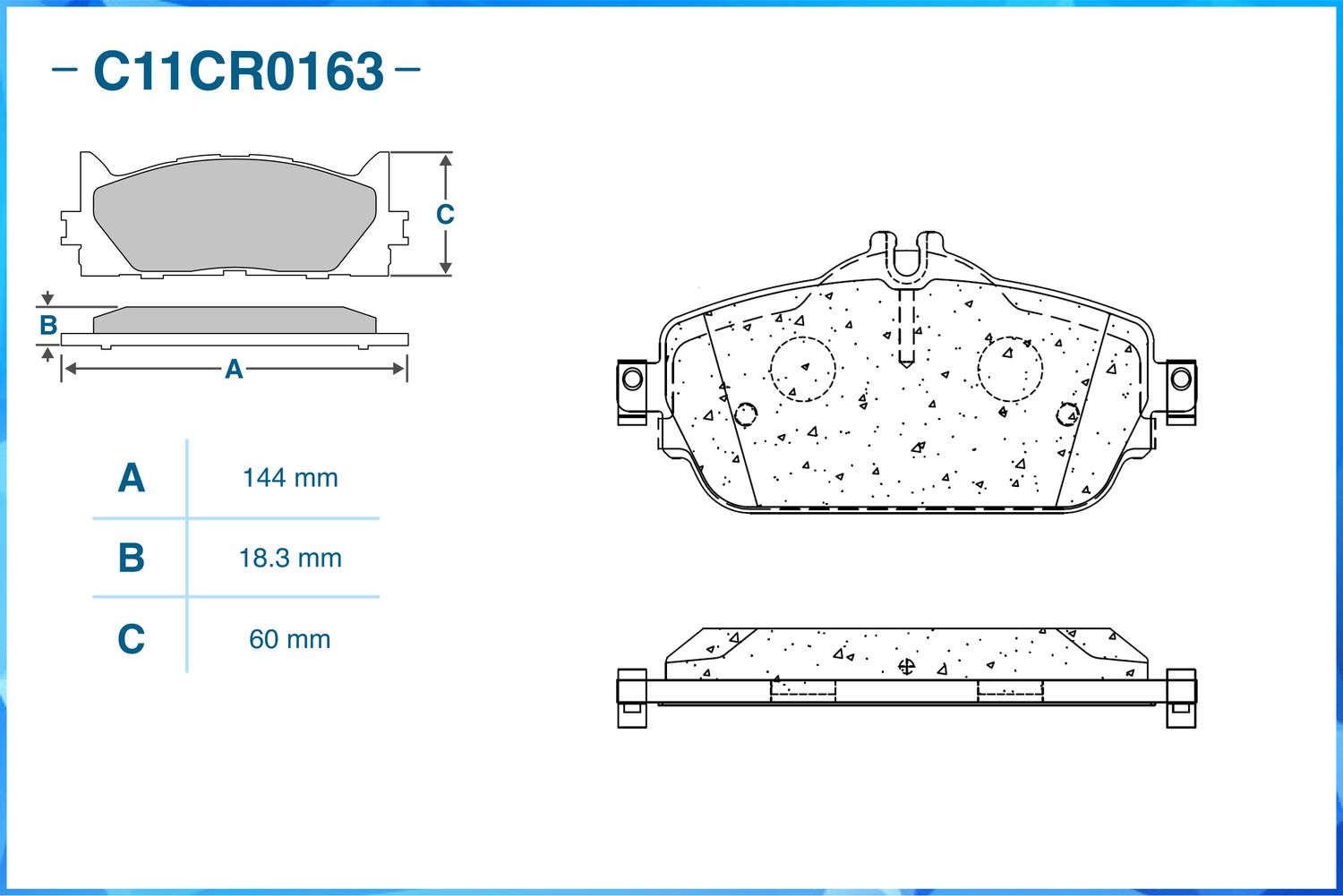 Колодки тормозные передние (Low Metallic) (Cworks). Артикул C11CR0163