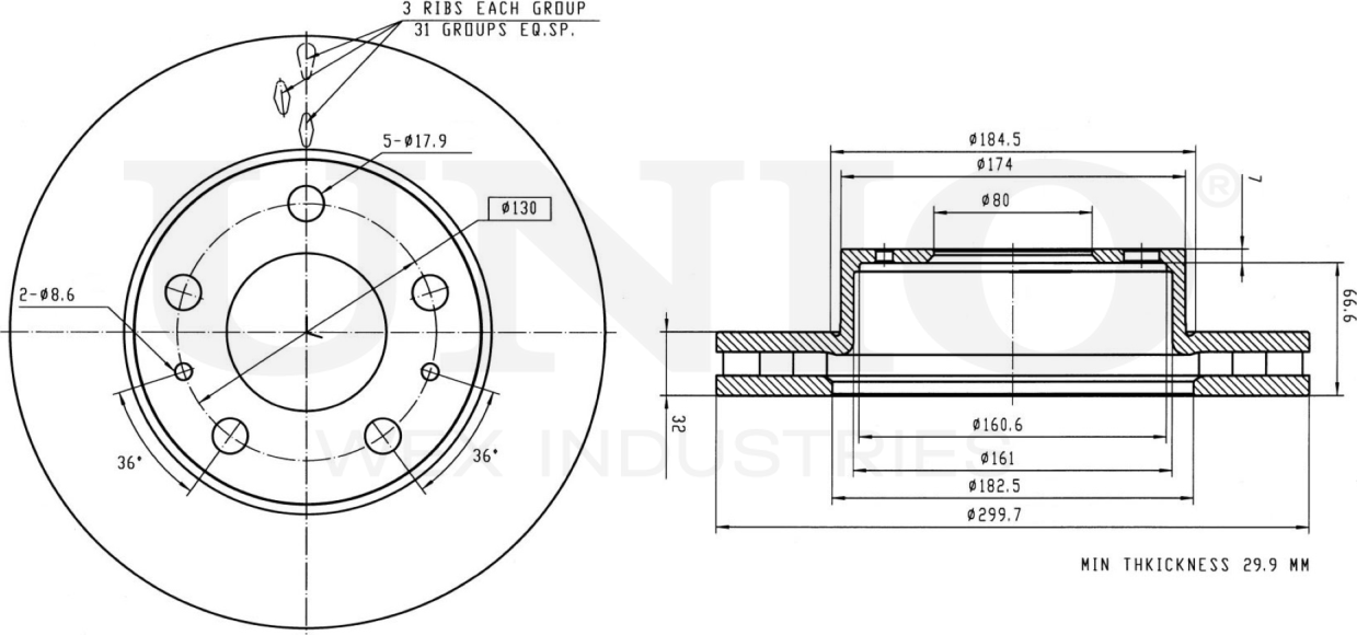 Диск тормозной (Unio). Артикул BRD-20392