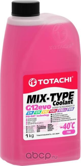 Антифриз, готовый раствор MIX-TYPE COOLANT G12evo -40C розовый 1кг (Totachi). Артикул 46801
