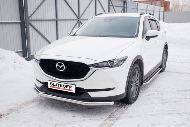 Защита Slitkoff переднего бампера d57 для Mazda CX-5 II 2017-2026. Артикул MZCX175-03