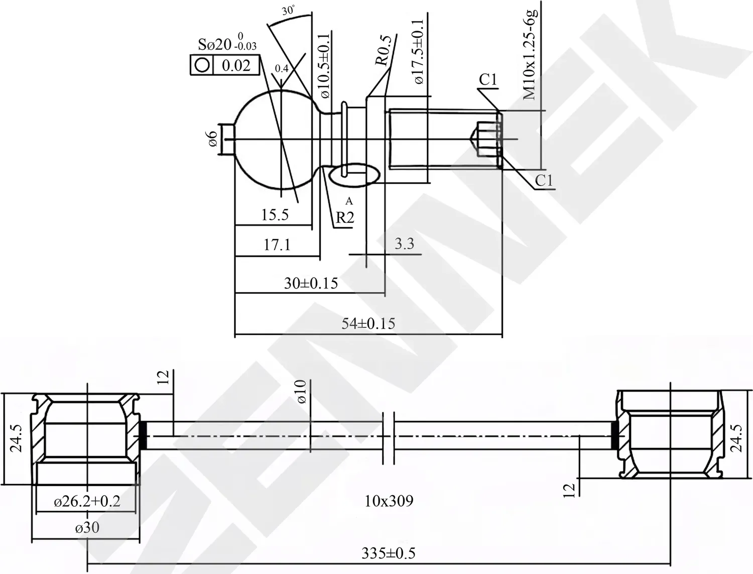 Тяга стабилизатора передняя левая/правая CITROEN BERLINGO 08>, C4 04>, PEUGEOT 3 (Zennek). Артикул DST0152