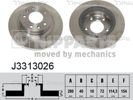 Тормозной диск Nipparts задний для Mazda Premacy I (CP) 1999-2005. Артикул J3313026