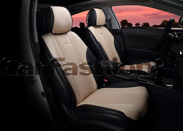 Накидки универсальные CarFashion Grand на передние сидения авто, цвет Черный/Бежевый. Артикул 21844