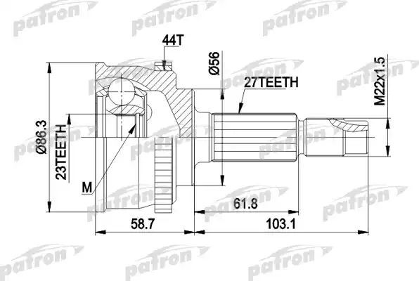 Шрус наружный (граната) Patron для Nissan Primera P12 2002-2008. Артикул PCV1508