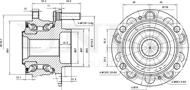 Ступица колеса с интегрированным подшипником (Unio). Артикул HUB-20091