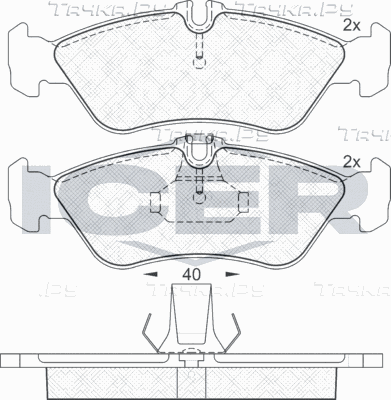 Тормозные колодки Icer задние для Volkswagen LT II 1996-2006. Артикул 141103-046