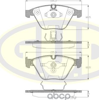 Тормозные колодки G.U.D. передние для BMW 1 I (E82/E88) 2011-2012. Артикул GBP085700