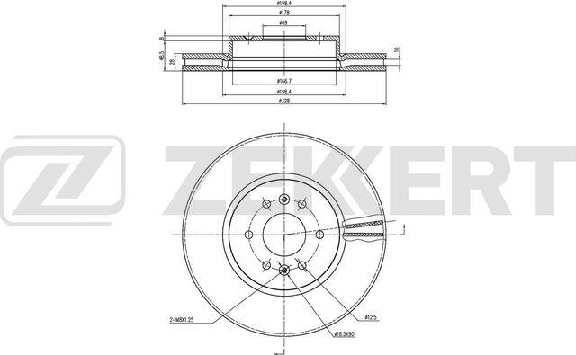 Тормозной диск Zekkert передний для Kia Mohave I 2007-2026. Артикул BS-6861