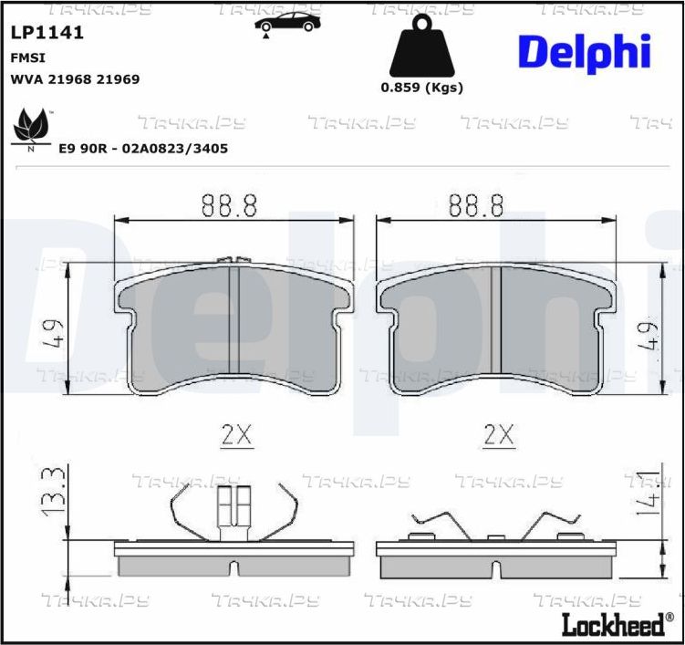 Тормозные колодки Delphi (Low-Metallic). Артикул LP1141
