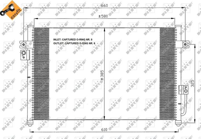 Радиатор кондиционера (конденсатор) NRF EASY FIT для Hyundai Terracan I 2001-2006. Артикул 35426