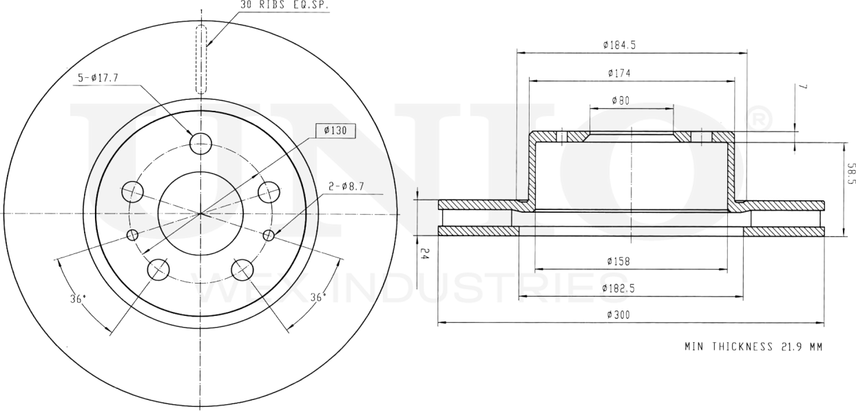 Диск тормозной (Unio). Артикул BRD-20107