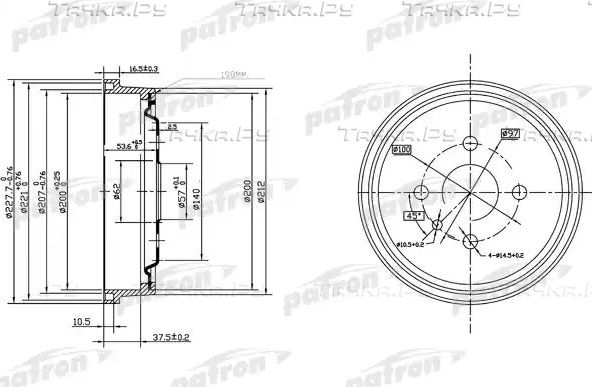 Тормозной барабан Patron задний для Opel Kadett E 1984-1992. Артикул PDR1118