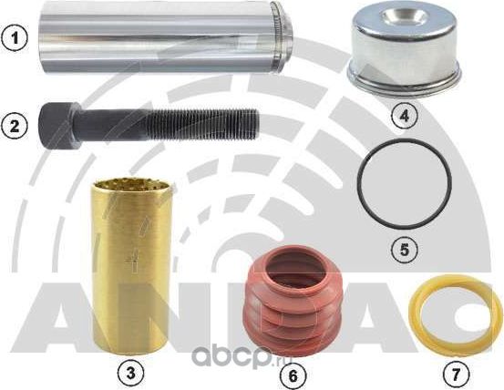 Р/К суппорта [1 направляющая, 1 болт, 1 втулка, 2 кольца, 1 пыльник, 1 металличе (Andac). Артикул 081010210