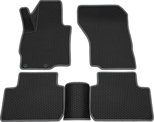 Коврики Rezkon 3D EVA ромб резиновые для салона Mitsubishi Outlander III 2012-2026 Серый кант. Артикул 9224015102