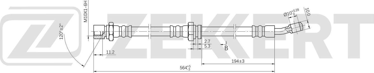 Тормозной шланг Zekkert. Артикул BS-9567