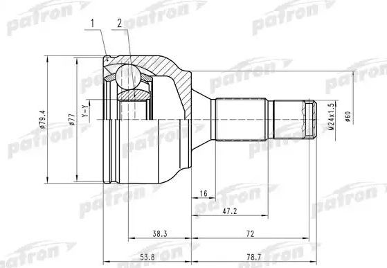 Шрус наружный (граната) Patron. Артикул PCV1456