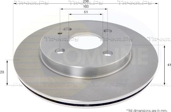 Тормозной диск Comline передний для Mazda 2 II (DE) 2007-2015. Артикул ADC0472V