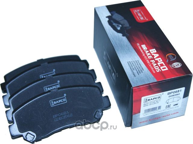 Колодки тормозные дисковые пер. MAZDA CX-5 (KE, GH) (Bapco). Артикул BP0681