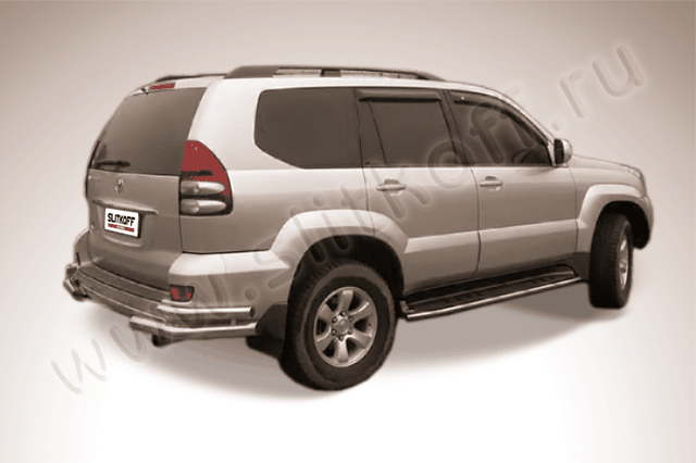 Защита Slitkoff задняя d76/42 уголки двойные для Toyota Land Cruiser Prado 120 2002-2009. Артикул TLCP005