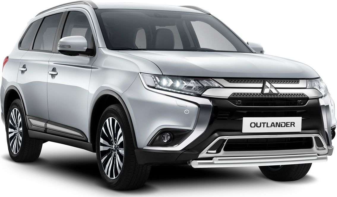 Защита Rival переднего бампера d57+d42 для Mitsubishi Outlander III рестайлинг 2018-2026. Артикул R.4010.002