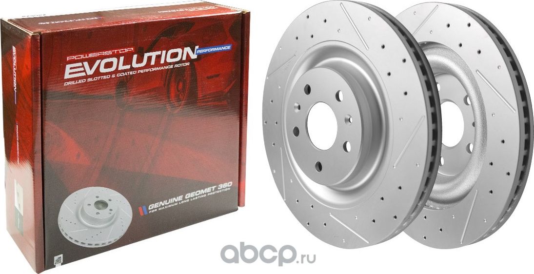 Передний тормозной диск Evolution с перфорацией и насечками, в покрытии GEOMET P (Powerstop). Артикул CBR3901