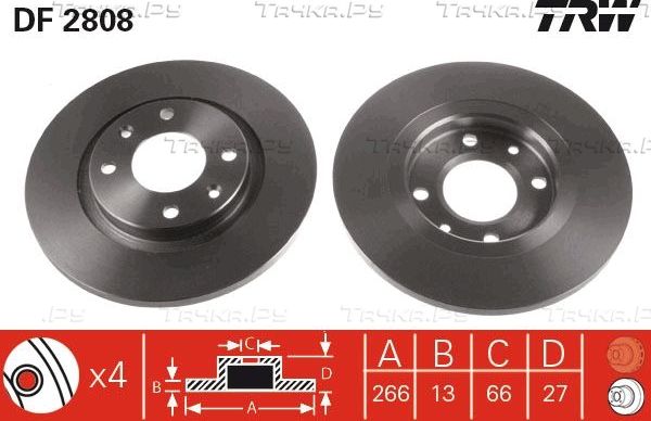 Тормозной диск TRW. Артикул DF2808