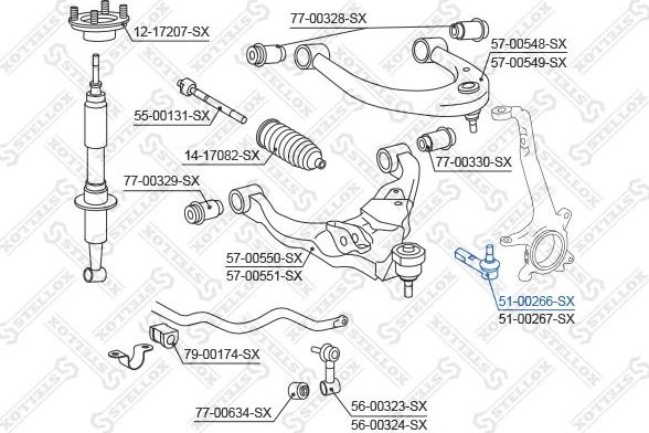Наконечник рулевой тяги Stellox левый для Toyota Land Cruiser 200 2007-2020. Артикул 51-00266-SX