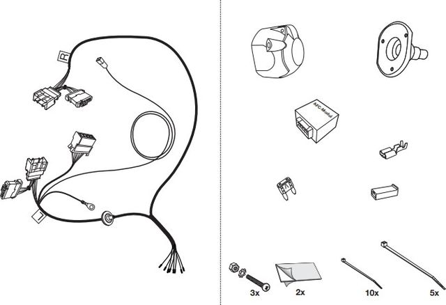 Штатная электрика фаркопа Hak-System (полный комплект) 7-полюсная для Renault Dokker 2012-2017. Артикул 12620508