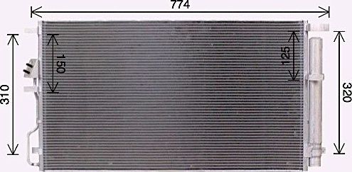 Радиатор кондиционера (конденсатор) AVA (алюминий) для Hyundai Tucson III 2015-2026. Артикул KA5301D