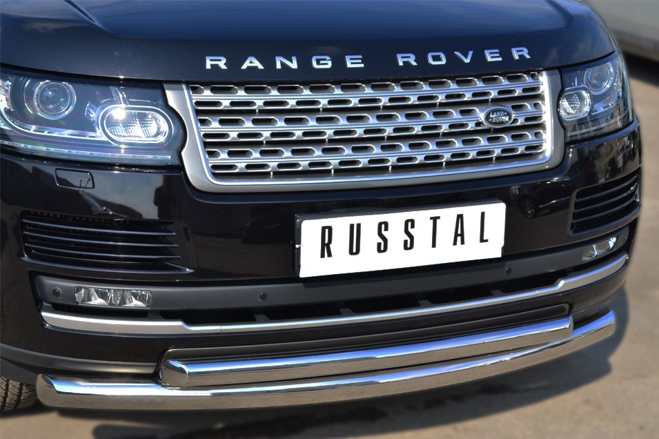 Защита RusStal переднего бампера d76 (дуга) d63 (дуга) для Land Rover Range Rover Vogue IV 2013-2026. Артикул LRV-001442