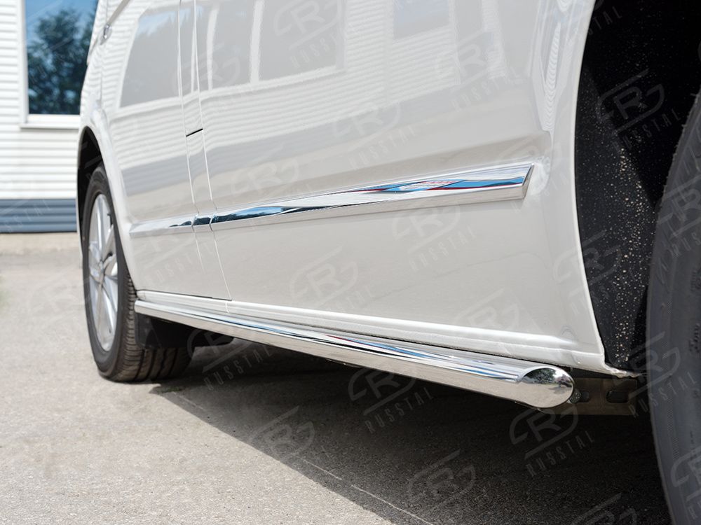 Защита порогов RusStal труба d42 левый для Volkswagen Multivan T6 (короткая база) 2015-2026. Артикул VCTT-002313