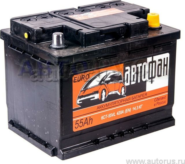 АККУМУЛЯТОР 6СТ- 55 АВТОФАН О.П.(ПУСКОВОЙ ТОК 420А) (Akom). Артикул 6CT550AVTOFAN