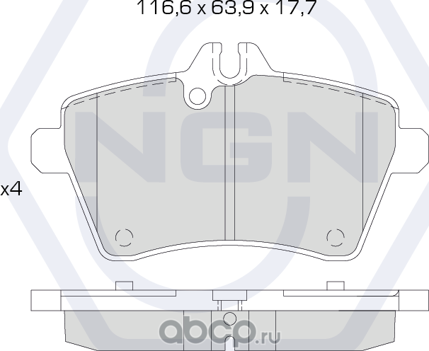 Колодки тормозные керамические, передние (NGN). Артикул 3501543