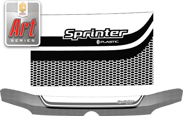 Дефлектор СА Пластик для капота (Серия Art белая) Mercedes-Benz Sprinter 2000-2006. Артикул 2010011407161